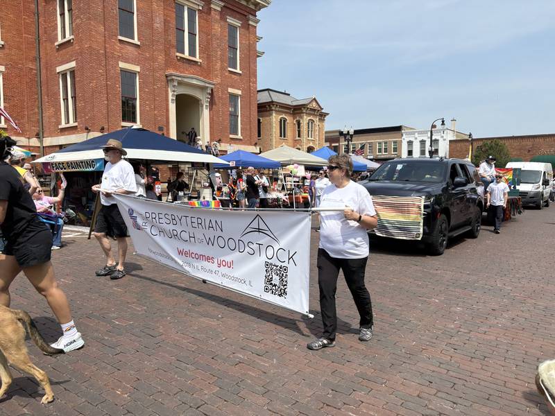 The Presbyterian Church of Woodstock walks in the Woodstock Pride parade June 15, 2025.