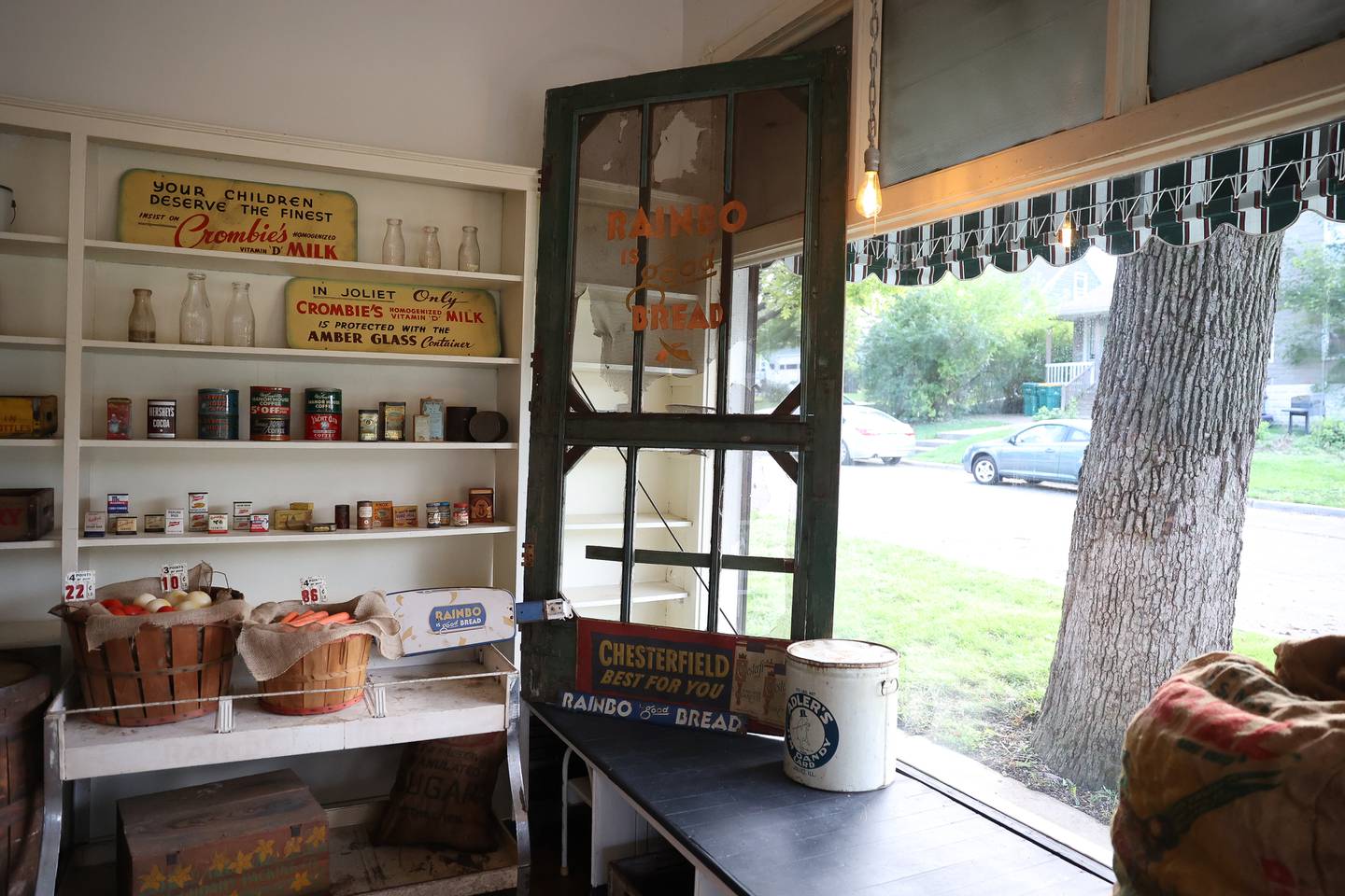 The original screen door of the Slovenian grocery store sits on display at the Emma Planinsek Grocery and Meat Market Museum on Thursday, Sept. 29, 2023.