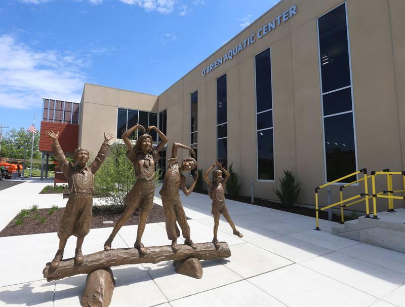 A view of the Jane Dedecker sculpture outside the O'Brien Aquatic Center at the YMCA on Monday, May 6, 2024 in Ottawa. The sculpture welcomes visitors as the enter the facility. The sculptur was given in honor of Julie Kay Caruso by her parents Luke and Kathy and siblings Jennifer (Steve) Cottingham, Nicole (Justin) Gayan, Angela (Adam) Rice, Luke Caruso III and Jim (Nicolette) Caruso.