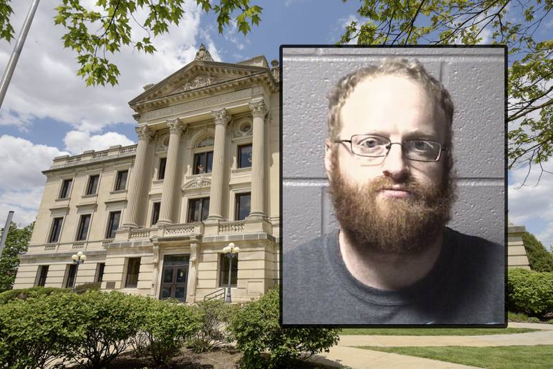Charles W. Ramsey, 36, of the 400 block of North Charles Street in Cortland, is charged with five felony counts of possession of child pornography. Ramsey was arrested by Illinois State Police June 8, 2023. If convicted of the Class 3 felony, he could face up to 10 years in prison. (Inset photo provided by Illinois State Police)