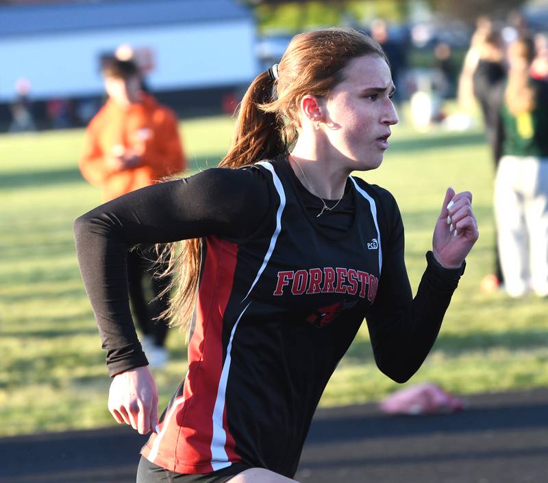 Forreston-Polo's Bree Schneiderman starts the 400 meters at the 1A Winnebago Sectional on Wednesday, May 13, 2026. She went on to win the event and qualify for the state meet next week.