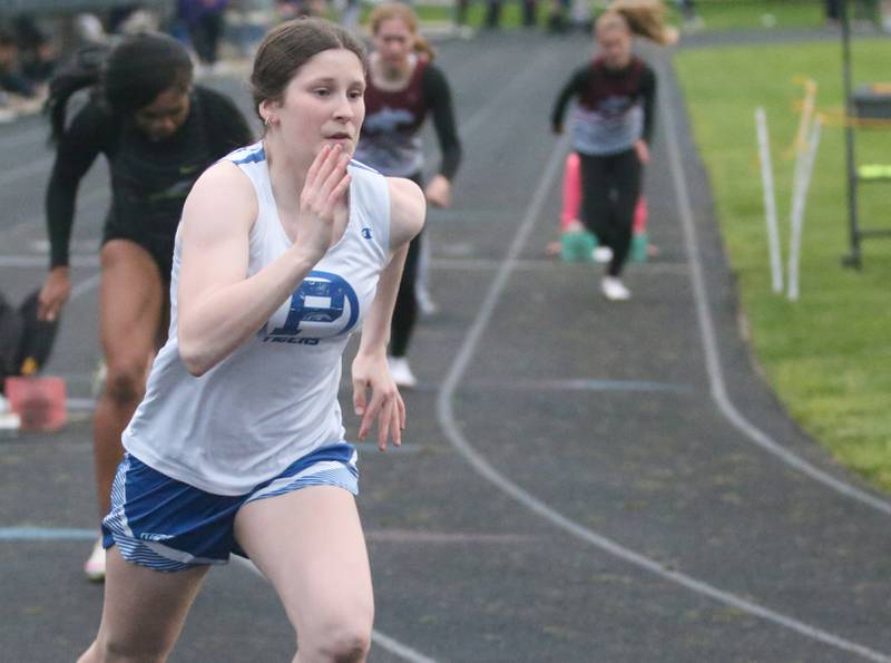 Princeton's Camryn Driscoll competes in the 400 meter run during the Class 2A girls track and field Sectional on Thursday, May 9, 2024 in Princeton.