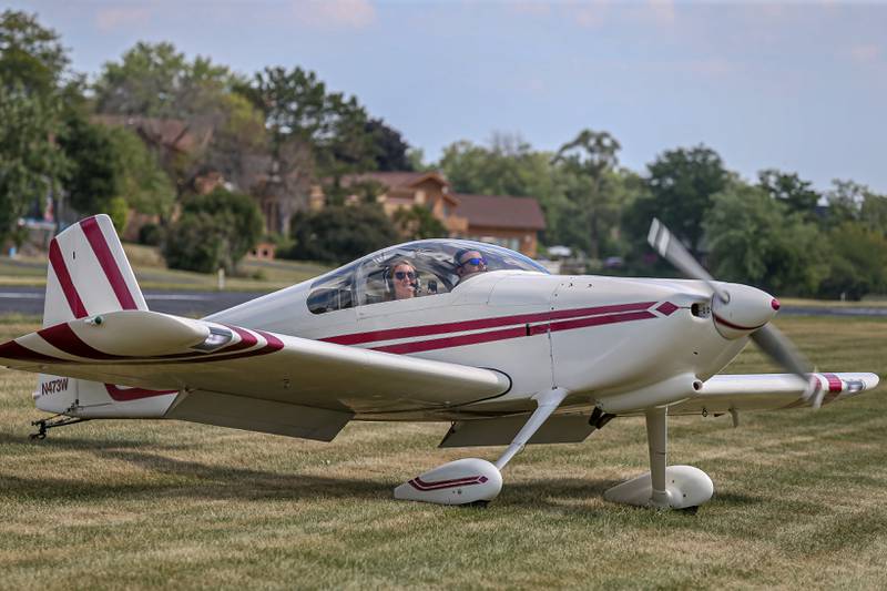 Joe Smutny parks his Van RV6 to rest at the Brookeridge Airport Fly in.  Sept 10, 2022.