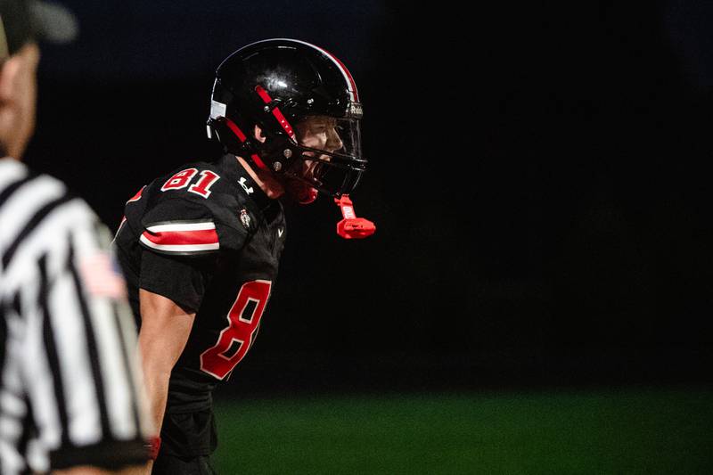 Lincoln-Way Central's Lucas Andersen celebrates his touchdown during a game against Providence on Friday Sept. 5, 2025 at Lincoln-Way Central High School in New Lenox