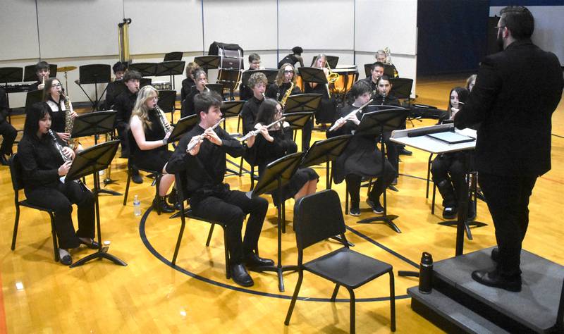 The Genoa-Kingston band plays Sunday, May 17, 2026, during the commencment ceremony at Genoa-Kingston High School.