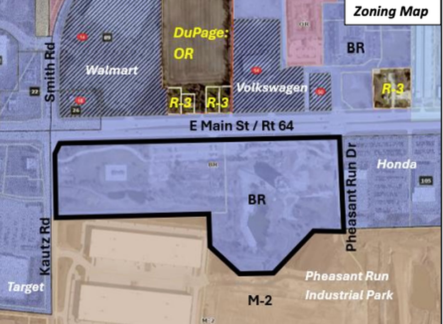 Developers SC Landman LLC submitted a concept plan to create “The Shops at Pheasant Run” on 33.7 acres located at the southeast corner of E. Main Street and Kautz Road in St. Charles.