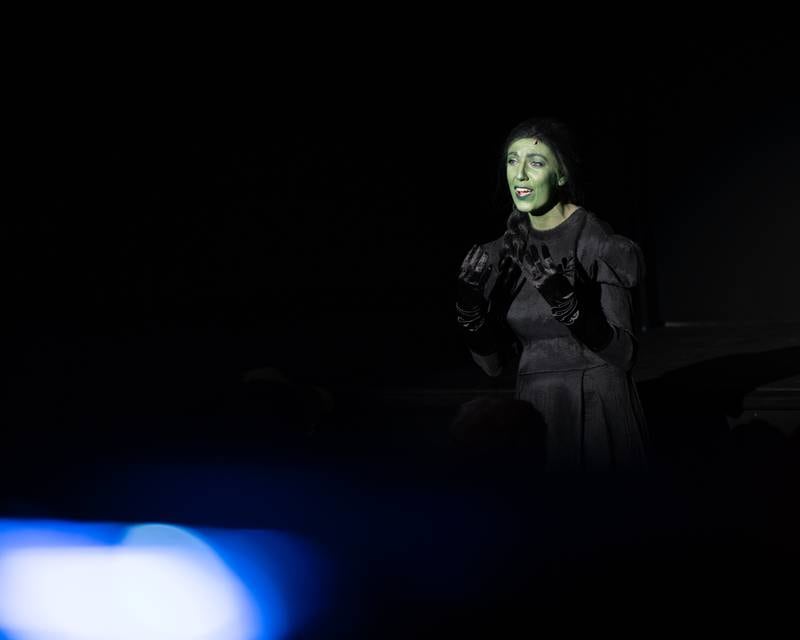 'Elphaba' (portrayed by Serena Rogers) sings during performance of "New Year, New Friends" on Saturday, December 27, 2025 at Stage 212 in LaSalle.