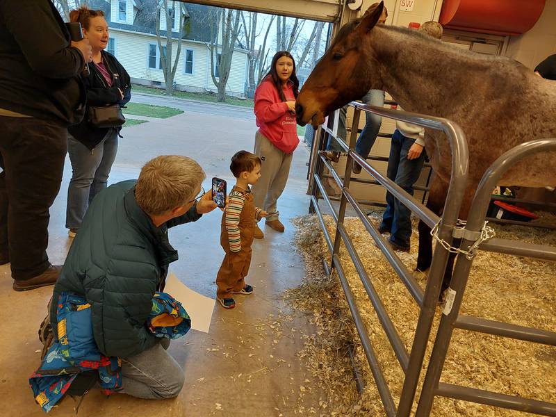 The horse at the Streator High School FFA's animal fair was a popular stop for family photos Tuesday, March 26, 2024.