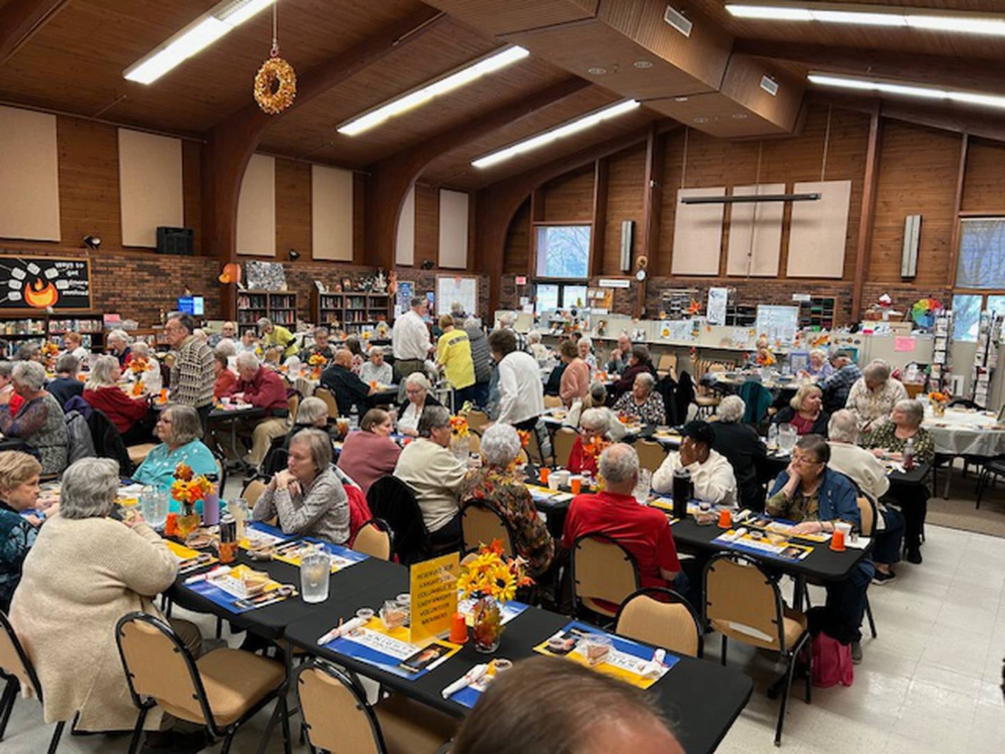 Around 150 seniors gather at the Beecher Center in Yorkville for the annual Thanksgiving luncheon on Nov. 18, 2025.