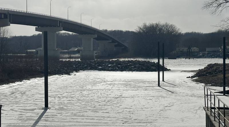 The Barto Landing is covered in a layer of ice on Tuesday, Jan. 21, 2025 in Spring Valley.