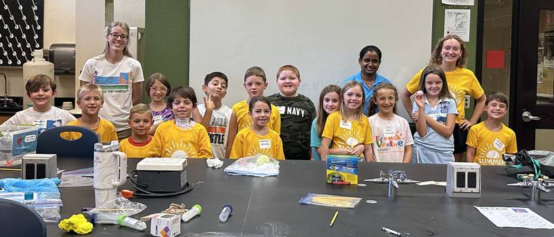 Chemistry and science can be fun, especially when they’re part of Science FUNdamentals in Illinois Valley Community College’s summer camp series. During the two-hour camp, youngsters hypothesized whether objects would sink or float in water in an exploration of density, then created their own bouncy balls by mixing various properties together. The camp is sponsored by Carus Chemical and was led by chemists Rachel and Akila.