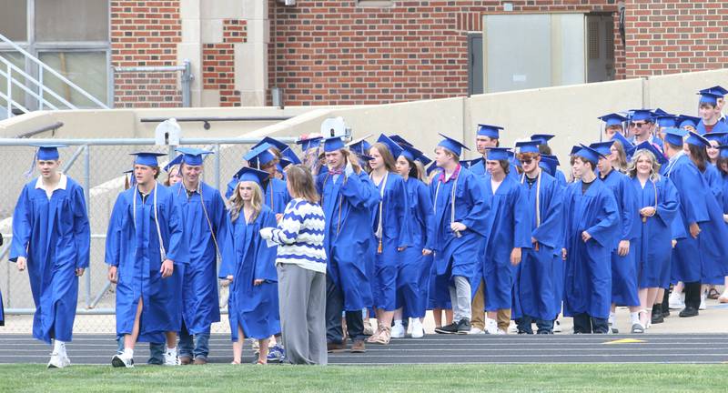 Princeton High School graduates walk in procession during the 156th annual Commencement on Saturday, May 17, 2025 at Bryant Field.