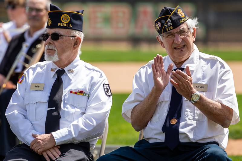 (left to right) Bob Hockings and Kevin Martin attend the annual of the Peru Honor Guard attend the annual Memorial Day Service on Monday, May 26, 2025 at Washington Park in Peru.