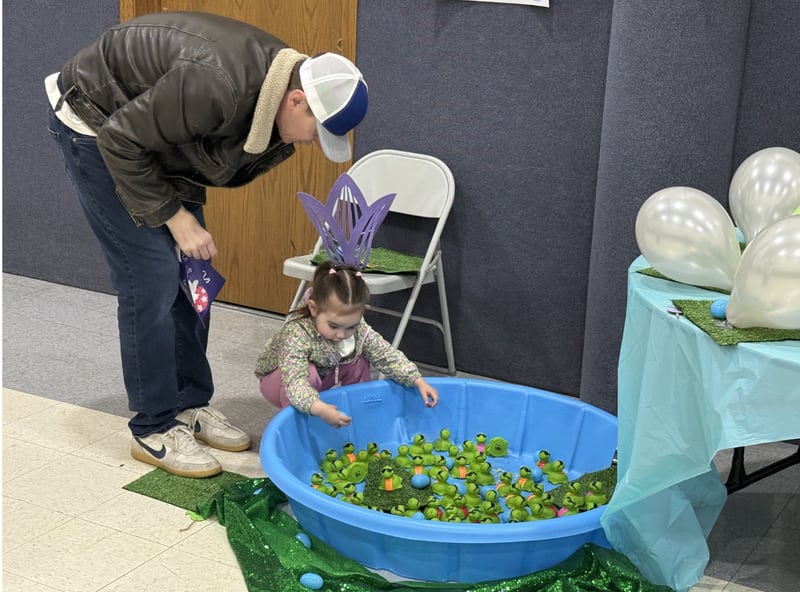 Mendota residents participate in the Mendota Area Chamber of Commerce Easter Hop at Zion United Methodist Church on Saturday, March 28, 2026.