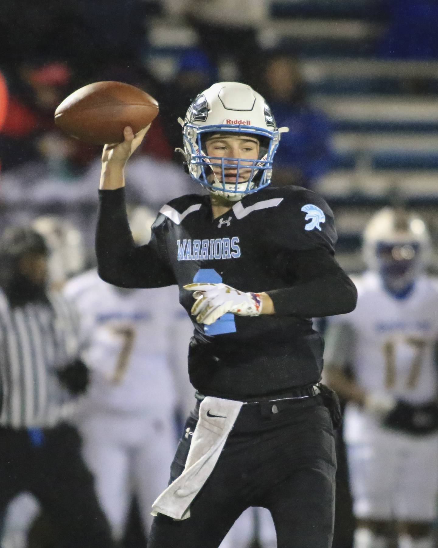 Willowbrook's Arthur Palicki (2) passes during Class 7A quarterfinal football game between Wheaton North at Willowbrookl.  Nov 12, 2021.