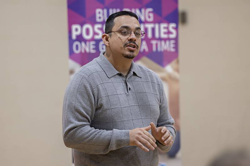 Dixon mayor Li Arellano says a few words Thursday, April 6, 2023 during the announcement at the YMCA.