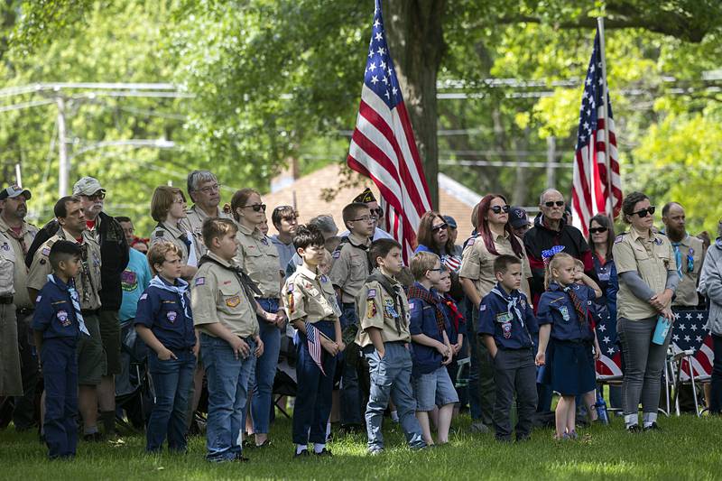 Scout troops gather to pay respects Monday, May 27, 2024 at the Memorial Day ceremony in Dixon.