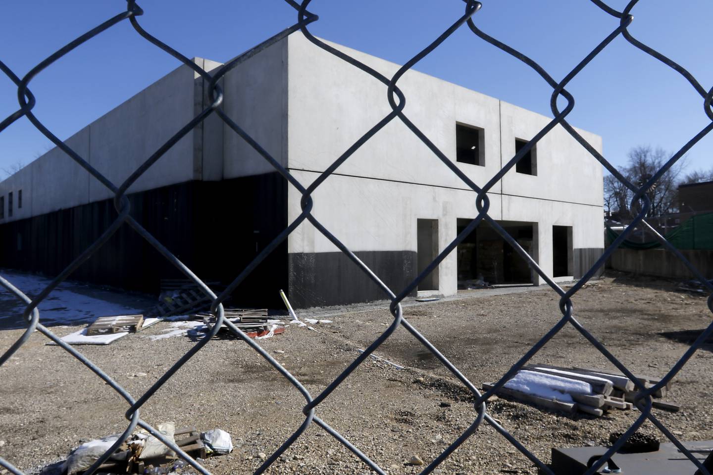 A partially constructed five-story, 100-unit apartment complex at 401 Algonquin Road near Route 14 in Fox River Grove on Tuesday, March 16, 2023. Contractors allege in court records that they haven't been paid for work on the building, which had drawn the ire of neighbors and concerns from the Fox River Grove Fire Protection District.