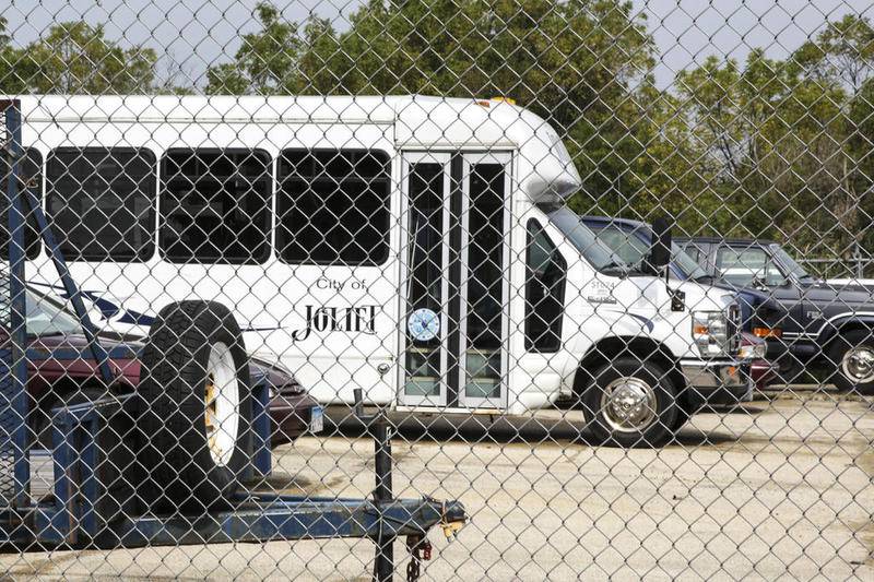 City vehicles can be seen at the Joliet Roadways Division maintenance garage in September..