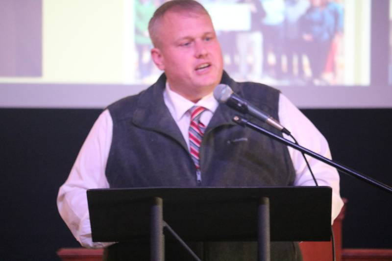 Chad Glover, Executive Director for Opportunity DeKalb, gives remarks Jan. 18, 2025, during a graduation ceremony to commemorate the inaugural cohort on completing the Breakthrough Community Business Academy.