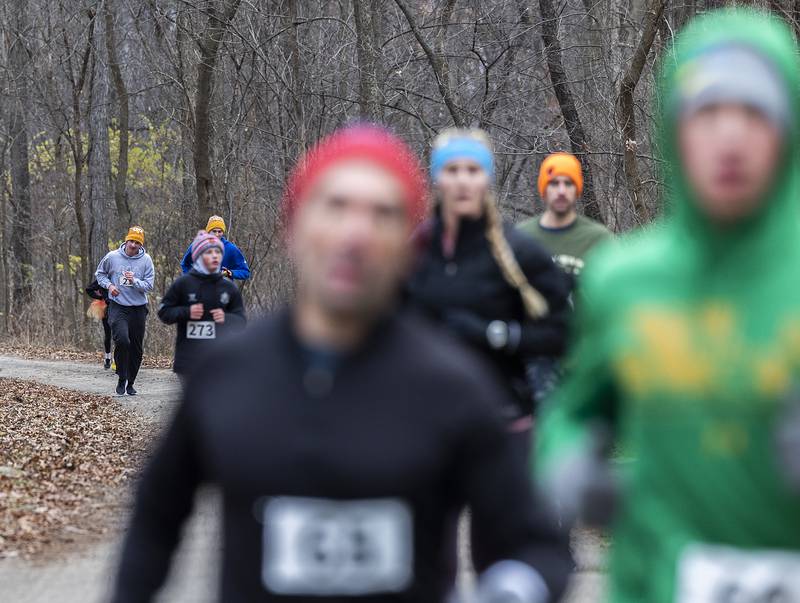 The first part of the course takes the runners and walkers around the upper part of Lowell Park Thursday, Nov. 28, 2024, before heading down towards the river and back up to the finish.