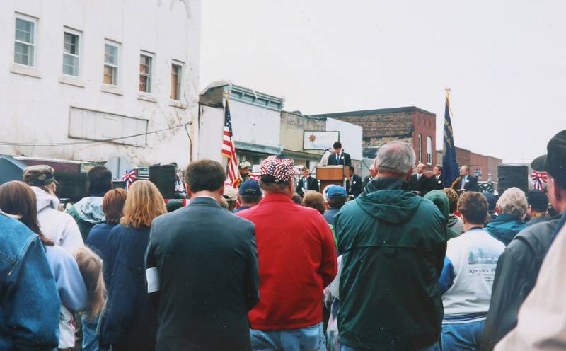 Former Illinois Gov. Rod Blagojevich addresses Utica residents downtown Utica in April 2004.