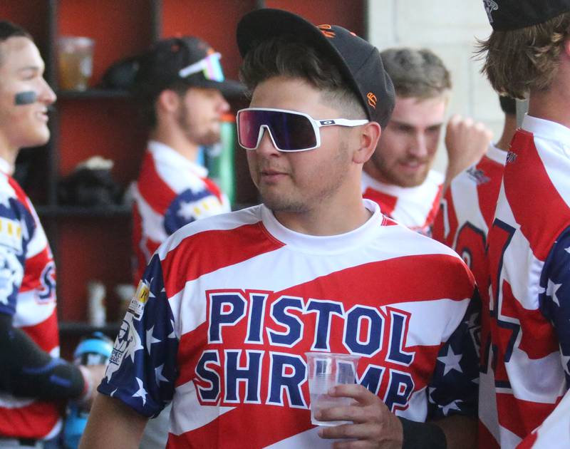 Illinois Valley Pistol Shrimp's Justin Rios walks through the dugout after batting during a game on Tuesday, June 20, 2023 in Peru.