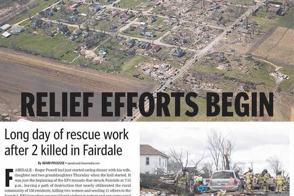 Historical covers for April 11: Relief Efforts Begin in Fairdale