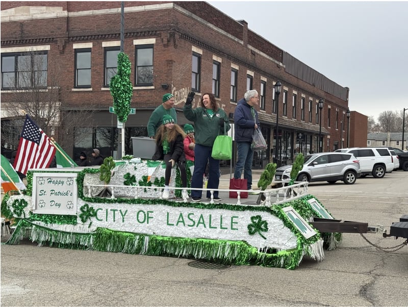 Decorated float from the city of La Salle at its 2026 St. Patrick's Parade.