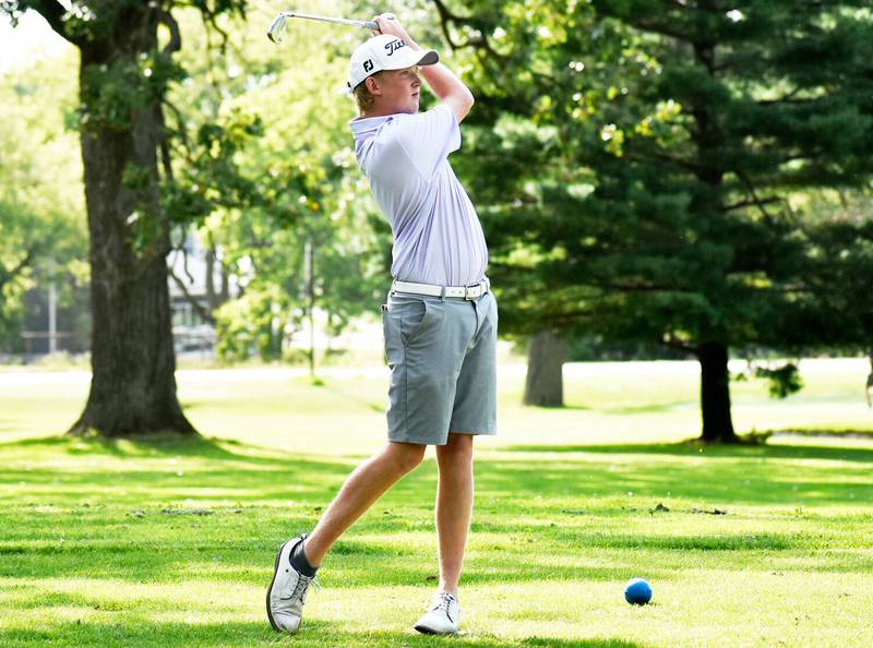 Rochelle's Ian Metzger hits a tee shot on the second hole at Fairways Golf Course. Metzger is a former Interstate 8 champion and a three-time IHSA sectional qualifier.