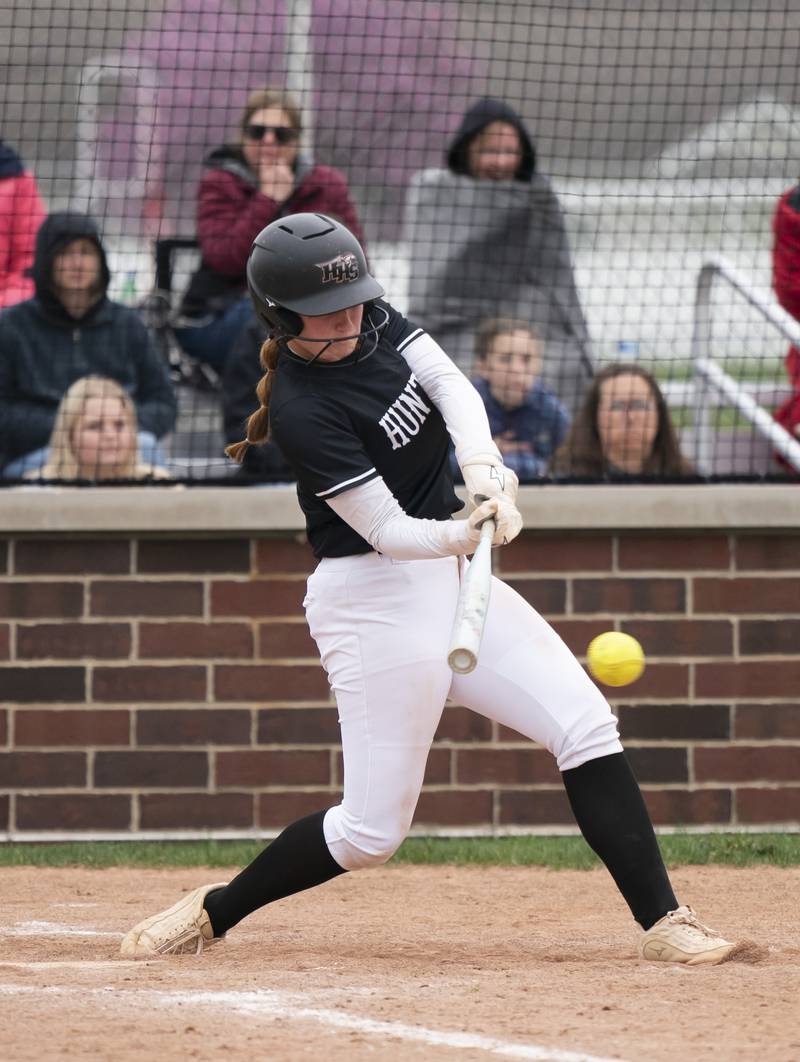 Huntley's Isabella Boskey connects with the ball during their game against McHenry on Wednesday, April 30, 2025 at Huntley High School. Ryan Rayburn for Shaw Local