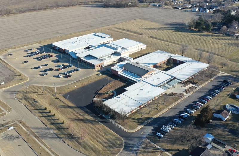 An aerial view of JFK School on Thursday, Jan. 22, 2026 in Spring Valley. Spring Valley has been awarded more than $245,000 in grant funding through the Illinois Department of Natural Resources, Gov. JB Pritzker announced earlier this month. City officials said the money will be used to purchase 10.83 acres of land next to a planned 5-acre park right behind John F. Kennedy School on the north side of town.