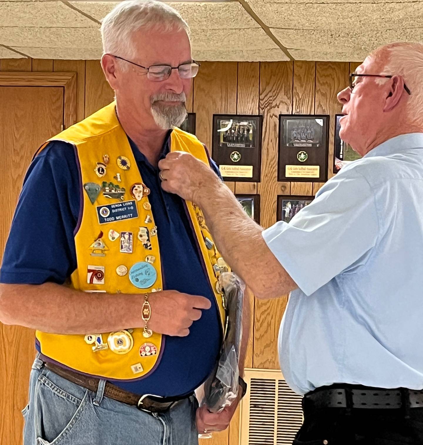 (Left to right); Genoa Lion Todd Merritt and former Lions District 1J Governor Rick Tonozzi