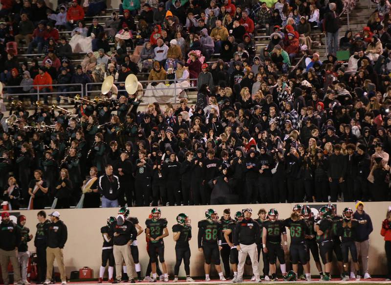 L-P super fans and the band watch the L-P and Ottawa football game on Friday, Oct. 6, 2023 at Howard Fellows Stadium.