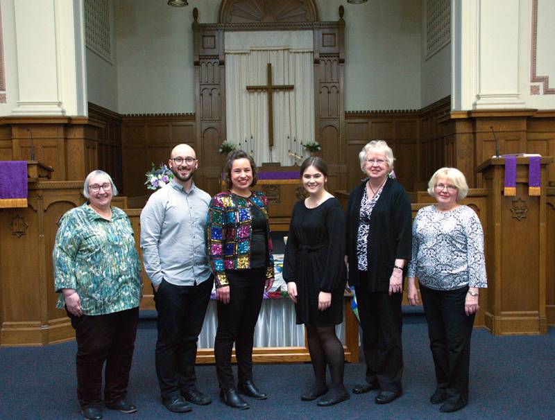 Artists donated their time, travel and talents for the Sampler fundraiser (from left) Jennifer Rexius, Ascher Taylor-Schroeder, Kate Tombaugh, Olivia Yedinak, Kathy Tombaugh and Nancy Mueller.