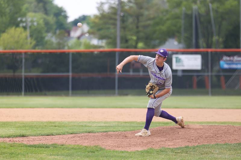 Wilmington's Ryan Kettman releases a pitch during a 7-2 victory over Chicago Christian in the IHSA Class 2A Beecher Sectional semifinal on Thursday, May 29, 2025.