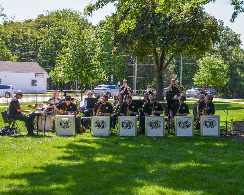 Yorkville Big Band performs throughout the Memorial Day event on Monday May 25, 2026, held at Town Square Park in Yorkville.