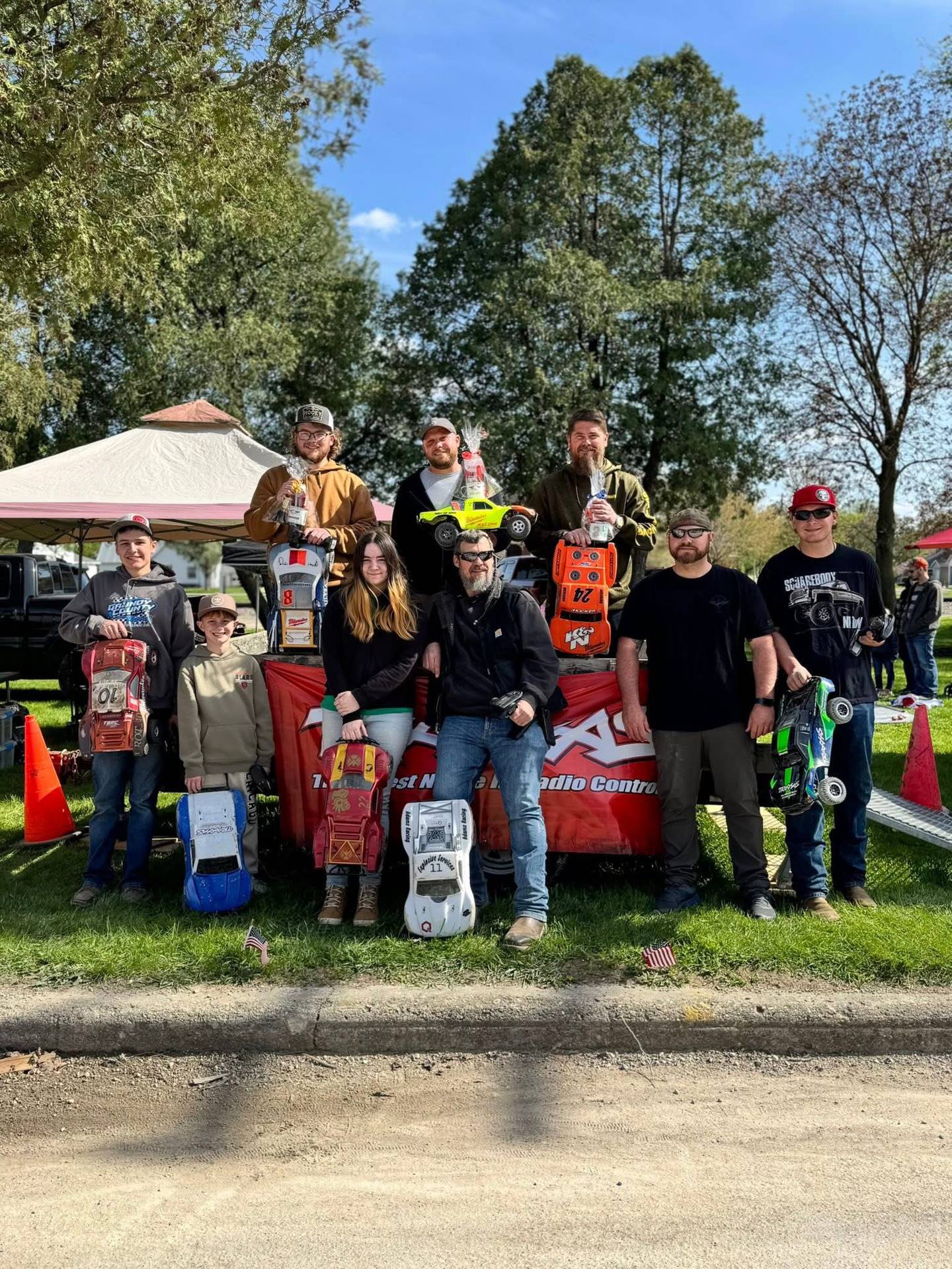 The Two-Wheel Drive competitive race winners and participants are (top from left) Brady Ambler, Austin Roth Cregg Benson, (front from left) Derek Lambert, Mason Huss, Sarah Adams, Daryl Adams, Jim Podner and Matt Lambert.