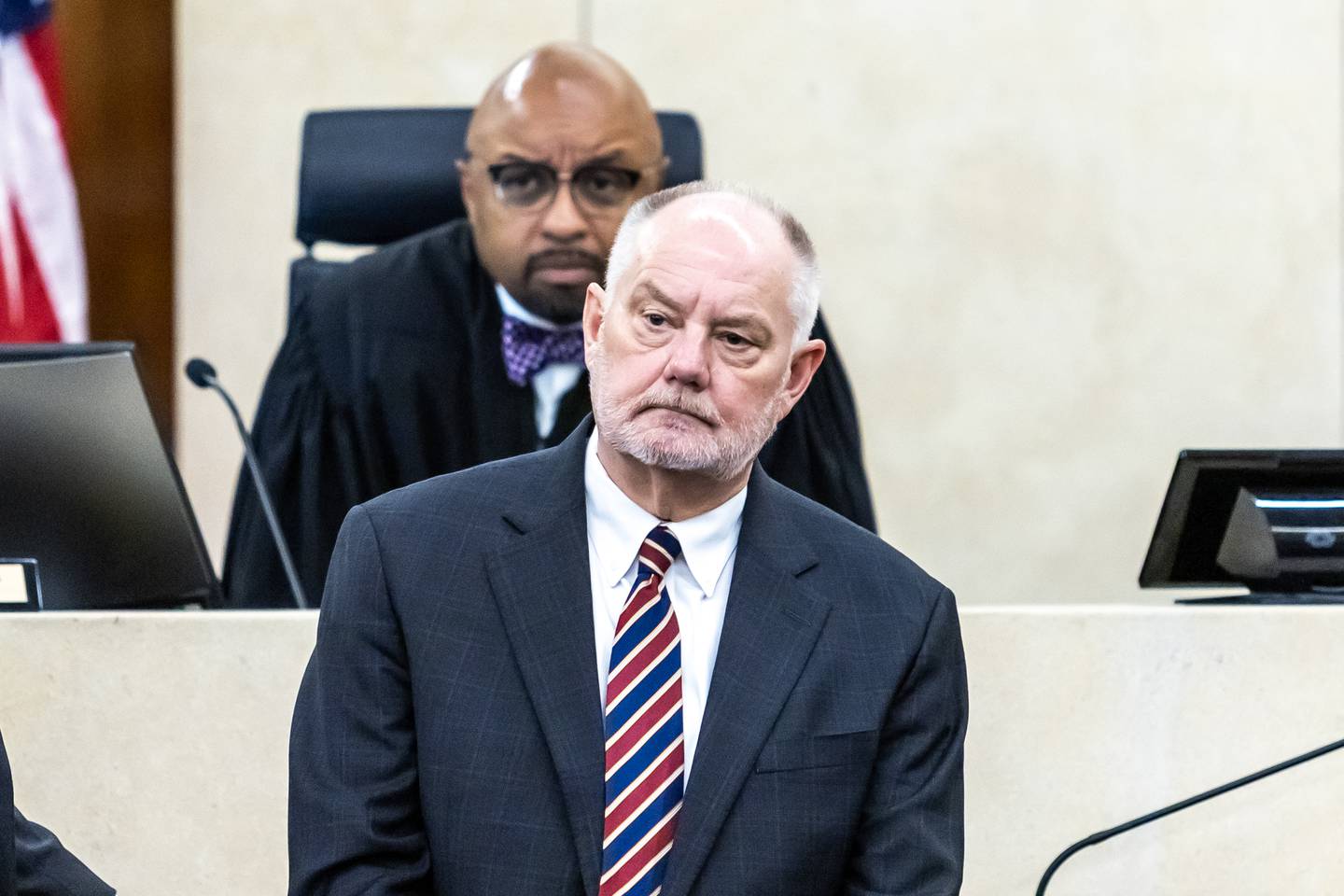 Defense attorney Jeff Tomczak is on-site at the Will County Courthouse for the trial of Patrick Gleason on Sept. 24, 2025.