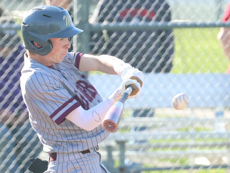 Morris's Landon Norris makes contact with the ball against Ottawa on Monday, April 20, 2026 at Ottawa High School.