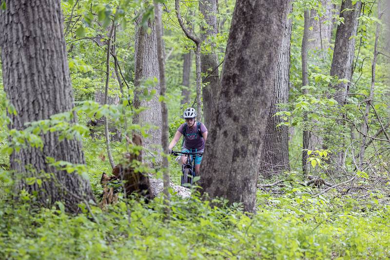 A trail rider makes her way through a portion of the course Saturday, May 13, 2023 at Lowell Park. Riders could choose from  trail rides of six, 10 or 13 miles.
