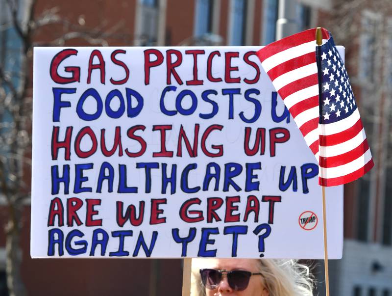 This was one of the signs displayed at the No Kings rally held on Saturday, March 28, 2026, in downtown Oregon, Illinois. The 2-hour afternoon event was organized  by Indivisible of Ogle County, who said an estimated crowd of 650 attended.