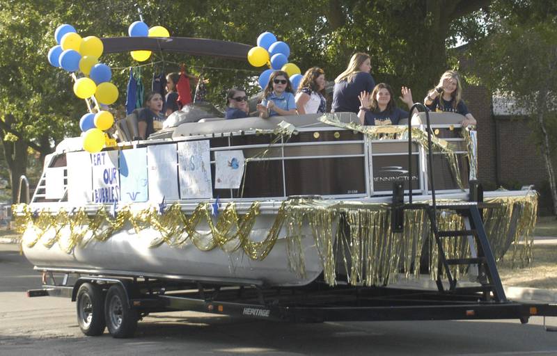 SHS Water Warriors ride a pontoon in the parade. The parade took place on Friday afternoon, October 3rd, 2025, prior to the HC football game.
