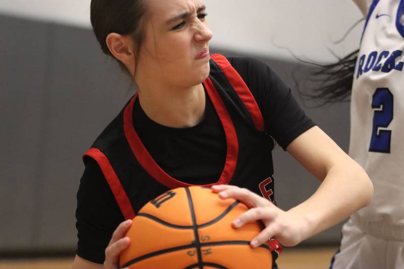 Huntley’s Kara Giordano passes against Burlington Central in varsity girls basketball on Monday, Feb. 9, 2026, at Central High School in Burlington.
