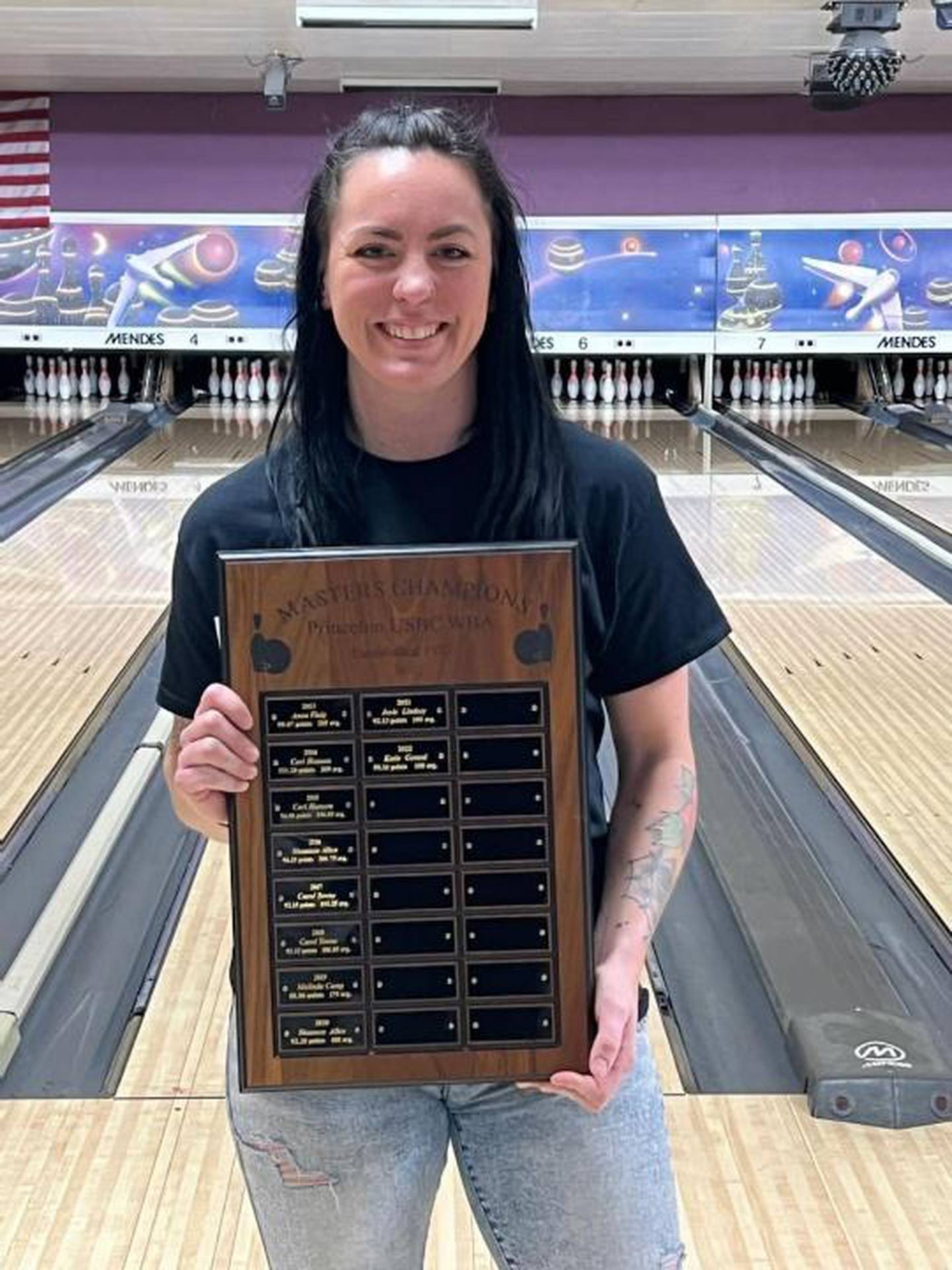 Ashley Hensely won her first Princeton Women's Masters Bowling championship.