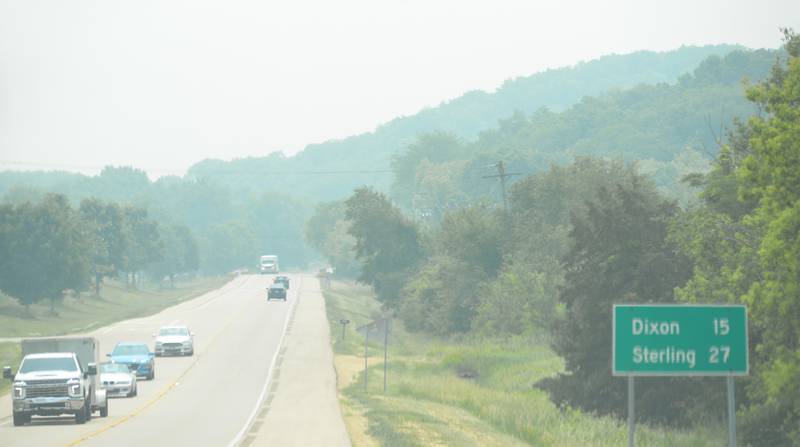 Haze from the wildfires in Canada have blanketed a portion of northern Illinois. This photo was taken along Illinois Route 2 south of Oregon.
