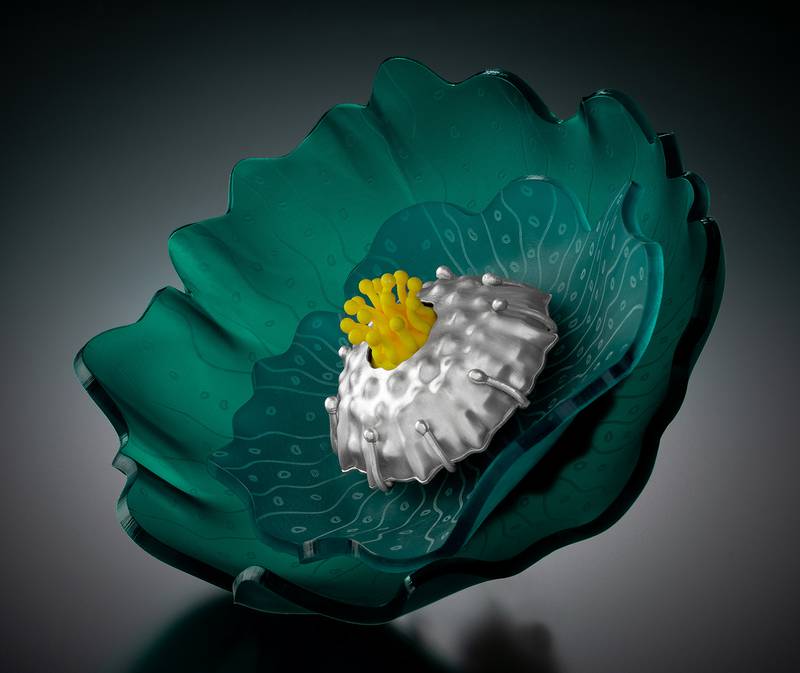 The teal flower is part of Lisa Dients-Thomas' Fantastical Blooms collection.