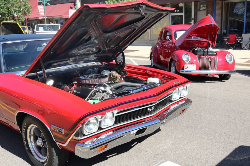 Just a couple of the many cars on display in Sycamore Sunday, July 31, 2022, during the 22nd Annual Fizz Ehrler Memorial Car Show.