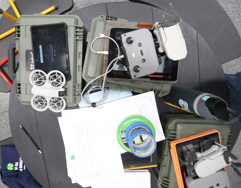 A view of the DJI drones being used during a drone competition on Saturday, Nov. 22, 2025 at the Second Story Teen Center in Princeton. Teams from Bureau, La Salle and Marshall-Putnam counties came together to showcase their flying skills during the event. Second Story Teen Center partnered with the University of Illinois Extension of Bureau, La Salle Marshall and Putnam Counties. Drones and awards were purchased through a grant and donations from Compeer Financial.