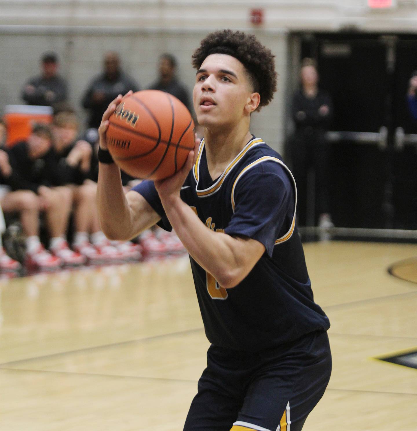 Sterling's Andre Klaver lines up a free throw in the second half against Metamora in the Class 3A Galesburg Sectional semifinals on Wednesday, March 1, 2023.